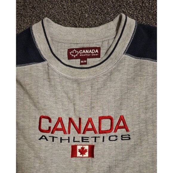 Canada Weather Gear Shirt Mens M Athletics Embroidered Maple Leaf Thermal Grey - Picture 2 of 3